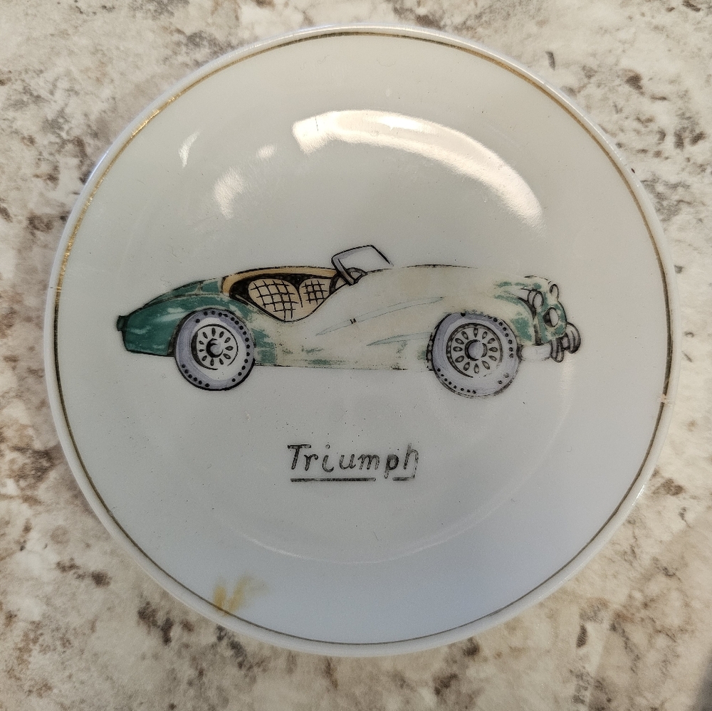 Vintage Lefton China Butter Pat Plate Featuring Vintage Cars - Picture 5 of 9